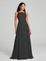 A-Line/Princess Square Floor-Length Sleeveless Chiffon Bridesmaid Dress