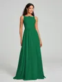 A-Line/Princess Square Floor-Length Sleeveless Chiffon Bridesmaid Dress