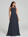 A-Line/Princess Square Floor-Length Sleeveless Chiffon Bridesmaid Dress