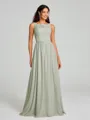 A-Line/Princess Square Floor-Length Sleeveless Chiffon Bridesmaid Dress