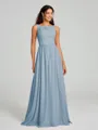 A-Line/Princess Square Floor-Length Sleeveless Chiffon Bridesmaid Dress