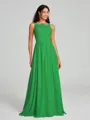 A-Line/Princess Square Floor-Length Sleeveless Chiffon Bridesmaid Dress