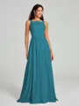 A-Line/Princess Square Floor-Length Sleeveless Chiffon Bridesmaid Dress