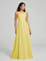 A-Line/Princess Square Floor-Length Sleeveless Chiffon Bridesmaid Dress