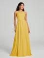 A-Line/Princess Square Floor-Length Sleeveless Chiffon Bridesmaid Dress