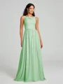 A-Line/Princess Square Floor-Length Sleeveless Chiffon Bridesmaid Dress