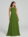A-Line/Princess Square Floor-Length Sleeveless Chiffon Bridesmaid Dress