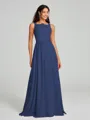 A-Line/Princess Square Floor-Length Sleeveless Chiffon Bridesmaid Dress