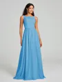 A-Line/Princess Square Floor-Length Sleeveless Chiffon Bridesmaid Dress