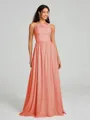 A-Line/Princess Square Floor-Length Sleeveless Chiffon Bridesmaid Dress