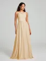 A-Line/Princess Square Floor-Length Sleeveless Chiffon Bridesmaid Dress