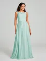 A-Line/Princess Square Floor-Length Sleeveless Chiffon Bridesmaid Dress