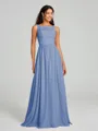 A-Line/Princess Square Floor-Length Sleeveless Chiffon Bridesmaid Dress