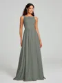 A-Line/Princess Square Floor-Length Sleeveless Chiffon Bridesmaid Dress