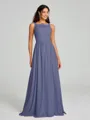 A-Line/Princess Square Floor-Length Sleeveless Chiffon Bridesmaid Dress