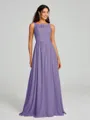 A-Line/Princess Square Floor-Length Sleeveless Chiffon Bridesmaid Dress
