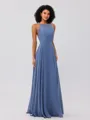 A-Line/Princess Chiffon Ruffles Halter Sleeveless Floor-Length Bridesmaid Dresses