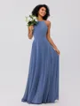 A-Line/Princess Chiffon Ruffles Halter Sleeveless Floor-Length Bridesmaid Dresses