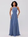 A-Line/Princess Chiffon Ruffles Halter Sleeveless Floor-Length Bridesmaid Dresses