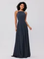 A-Line/Princess Chiffon Ruffles Halter Sleeveless Floor-Length Bridesmaid Dresses