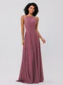 A-Line/Princess Chiffon Ruffles Halter Sleeveless Floor-Length Bridesmaid Dresses