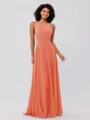 A-Line/Princess Chiffon Ruffles Halter Sleeveless Floor-Length Bridesmaid Dresses