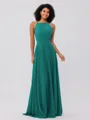 A-Line/Princess Chiffon Ruffles Halter Sleeveless Floor-Length Bridesmaid Dresses