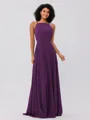 A-Line/Princess Chiffon Ruffles Halter Sleeveless Floor-Length Bridesmaid Dresses