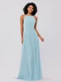 A-Line/Princess Chiffon Ruffles Halter Sleeveless Floor-Length Bridesmaid Dresses
