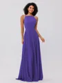 A-Line/Princess Chiffon Ruffles Halter Sleeveless Floor-Length Bridesmaid Dresses