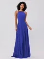 A-Line/Princess Chiffon Ruffles Halter Sleeveless Floor-Length Bridesmaid Dresses
