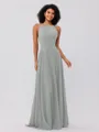 A-Line/Princess Chiffon Ruffles Halter Sleeveless Floor-Length Bridesmaid Dresses