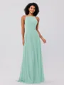 A-Line/Princess Chiffon Ruffles Halter Sleeveless Floor-Length Bridesmaid Dresses
