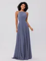 A-Line/Princess Chiffon Ruffles Halter Sleeveless Floor-Length Bridesmaid Dresses