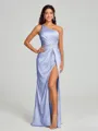 Sheath/Column One-Shoulder Floor-Length Sleeveless Silk Like Satin Bridesmaid Dress