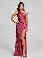 Sheath/Column One-Shoulder Floor-Length Sleeveless Silk Like Satin Bridesmaid Dress