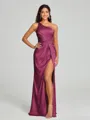 Sheath/Column One-Shoulder Floor-Length Sleeveless Silk Like Satin Bridesmaid Dress