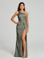 Sheath/Column One-Shoulder Floor-Length Sleeveless Silk Like Satin Bridesmaid Dress