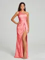 Sheath/Column One-Shoulder Floor-Length Sleeveless Silk Like Satin Bridesmaid Dress
