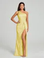 Sheath/Column One-Shoulder Floor-Length Sleeveless Silk Like Satin Bridesmaid Dress
