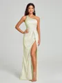 Sheath/Column One-Shoulder Floor-Length Sleeveless Silk Like Satin Bridesmaid Dress