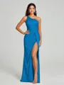 Sheath/Column One-Shoulder Floor-Length Sleeveless Silk Like Satin Bridesmaid Dress