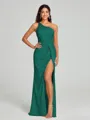 Sheath/Column One-Shoulder Floor-Length Sleeveless Silk Like Satin Bridesmaid Dress