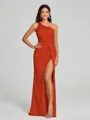 Sheath/Column One-Shoulder Floor-Length Sleeveless Silk Like Satin Bridesmaid Dress