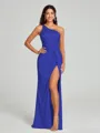 Sheath/Column One-Shoulder Floor-Length Sleeveless Silk Like Satin Bridesmaid Dress