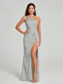 Sheath/Column One-Shoulder Floor-Length Sleeveless Silk Like Satin Bridesmaid Dress
