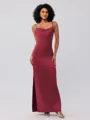 Sheath/Column Satin Ruched Spaghetti Straps Sleeveless Ankle-Length Bridesmaid Dresses