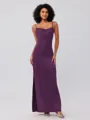 Sheath/Column Satin Ruched Spaghetti Straps Sleeveless Ankle-Length Bridesmaid Dresses