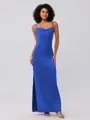 Sheath/Column Satin Ruched Spaghetti Straps Sleeveless Ankle-Length Bridesmaid Dresses