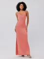Sheath/Column Satin Ruched Spaghetti Straps Sleeveless Ankle-Length Bridesmaid Dresses